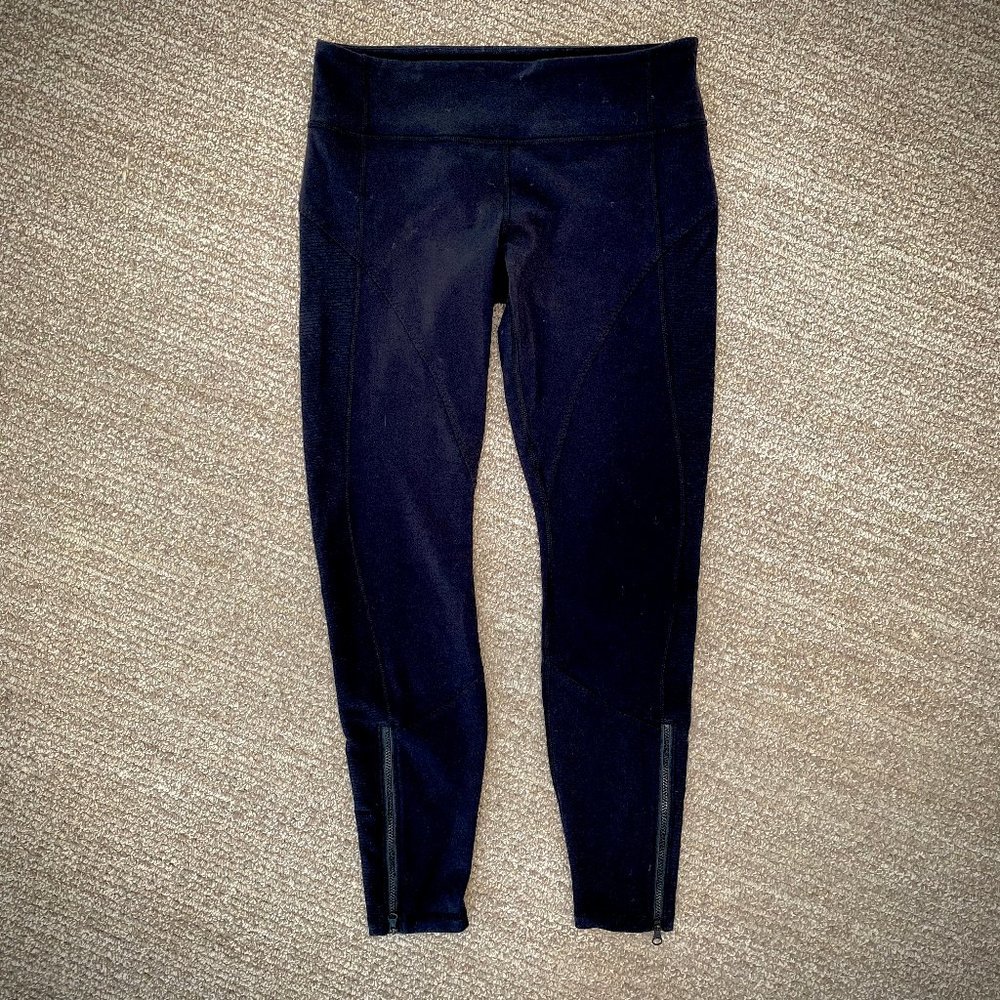 Lululemon Black Full Length Wunder Under Runner Leggings with Zippered Ankles